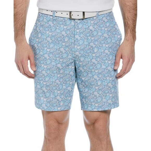 PGA TOUR Men's Pineapple Print Stretch Performance 8" Golf Shorts Blue 38